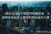 《黑料社app下载官网权威报道：大牌明星背后令人震惊的黑料操作大曝光》