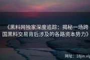 《黑料网独家深度追踪：揭秘一场跨国黑料交易背后涉及的各路资本势力》